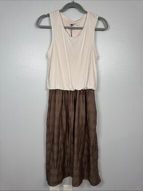 Prana Perry Midi Dress Cream and Taupe with pockets NWT size Small